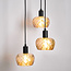 Suspension moderne noire mate avec verre ambré 3 lumières - Scott