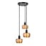 Suspension moderne 3 lumières Scott - noir mat et verre ambré
