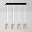 Suspension industrielle noir mat et or sable avec verre ambré 4 lumières - Tuscon