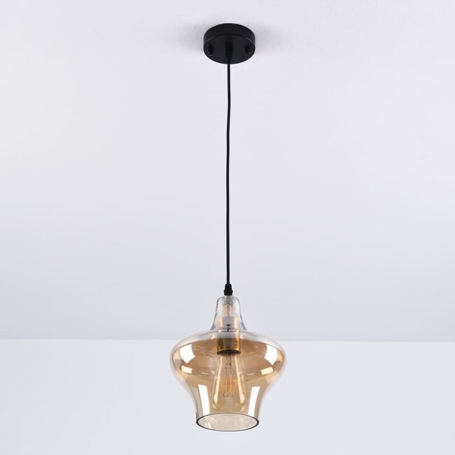 Lampe suspendue à 1 lumière Trinidad avec verre ambré - variante 3