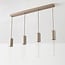 Suspension Frida beige avec verre nervuré, 4 lumières