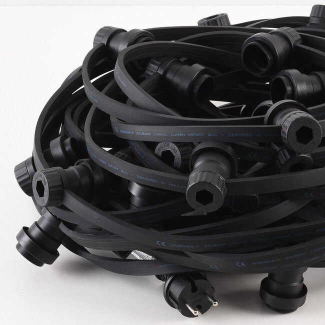 Guirlande guinguette de 20 mètres avec fiche et raccords montés 20, 30, 40 ou 60