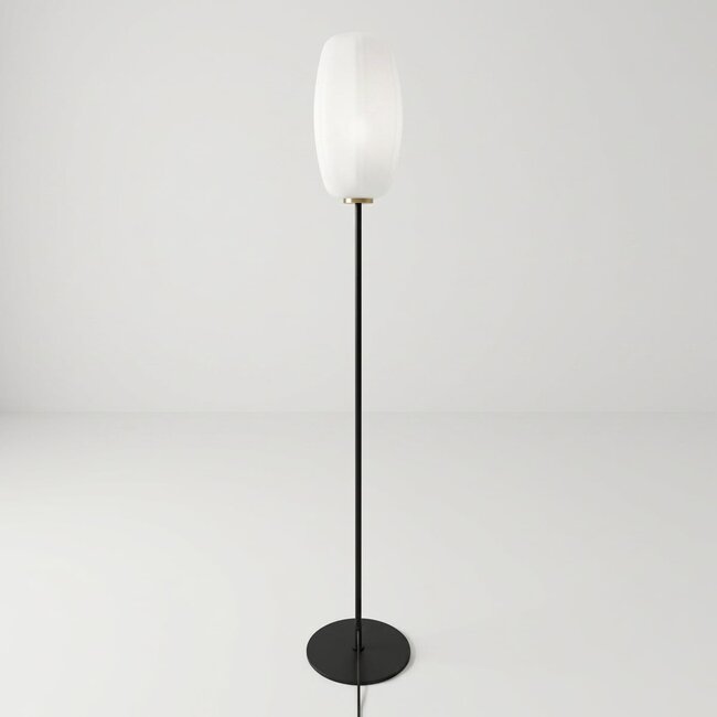 Lampadaire en verre blanc - Karsten