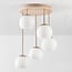 Plafonnier Carat en travertin (pierre naturelle) et verre blanc laiteux, 5 lumières en beige