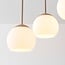 Plafonnier Carat en travertin (pierre naturelle) et verre blanc laiteux, 5 lumières en beige