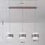 Suspension Klari beige avec verre blanc laiteux, 3 lumières
