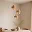 Suspension Kodi beige avec verre ambré, 3 lumières