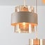 Suspension Kodi beige avec verre ambré, 3 lumières
