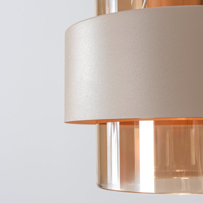 Suspension Klari beige avec verre ambré, 3 lumières