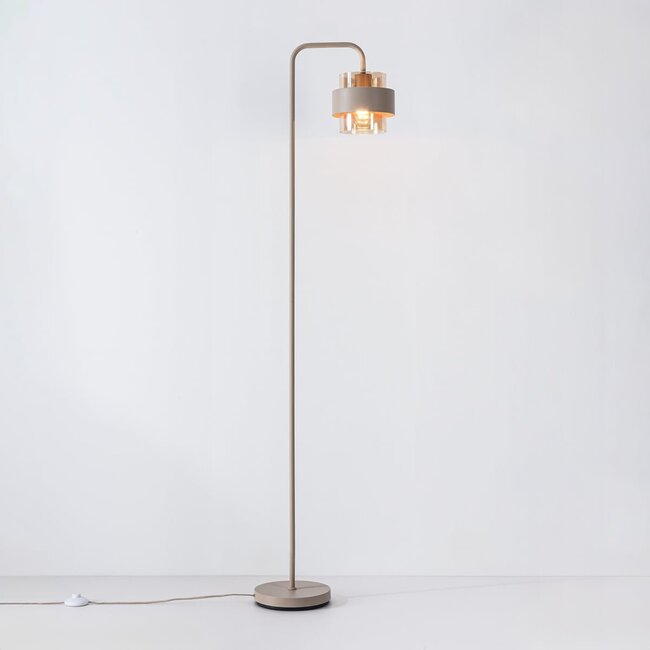 Lampadaire Kodee beige avec verre ambré