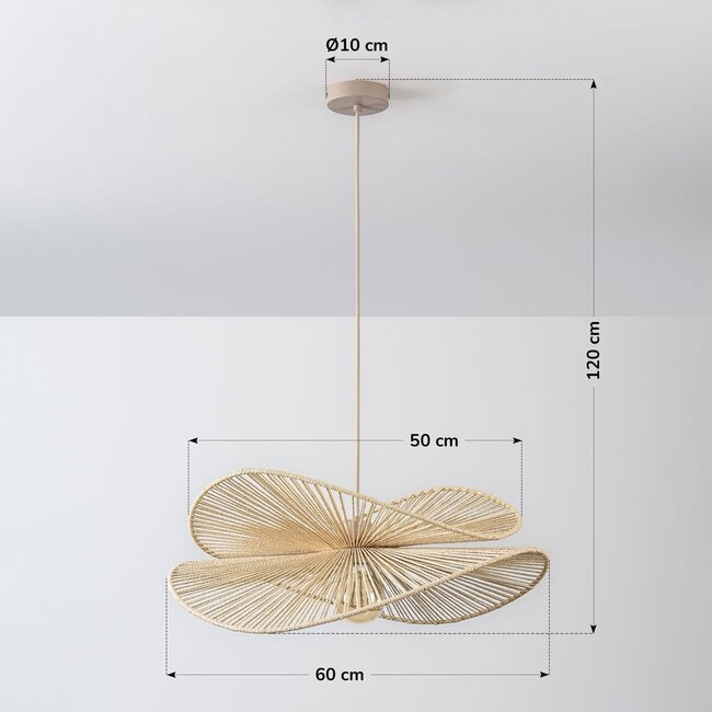 Suspension Janah avec abat-jours en papier tressé à la main - beige