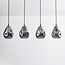 Suspension design 4 lumières noire avec verre fumé - Faliste