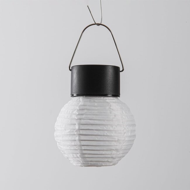Lanterne solaire Soleni – suspension solaire en nylon blanc