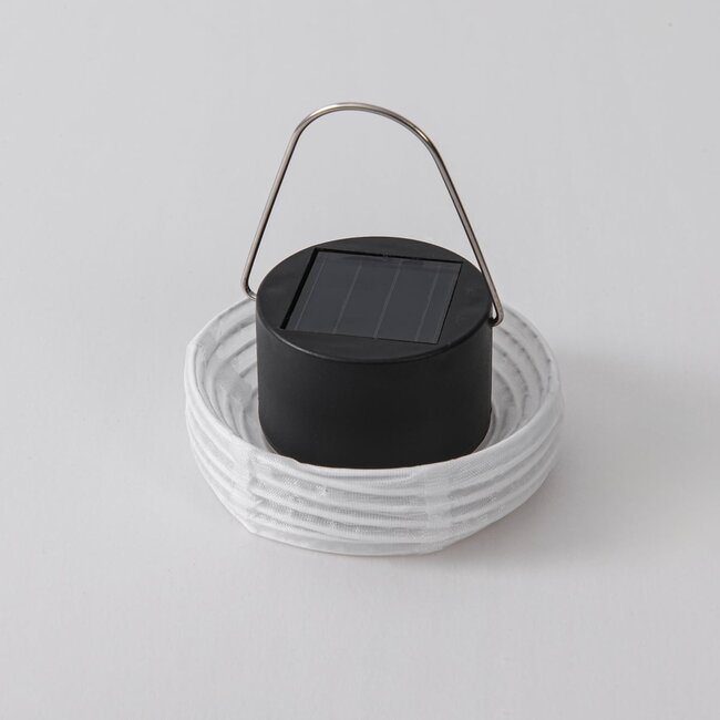 Lanterne solaire Soleni – suspension solaire en nylon blanc