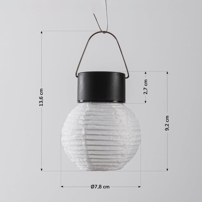 Lanterne solaire Soleni – suspension solaire en nylon blanc