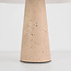 Lampe de table Marlo avec abat-jour en verre blanc et travertin (pierre naturelle)