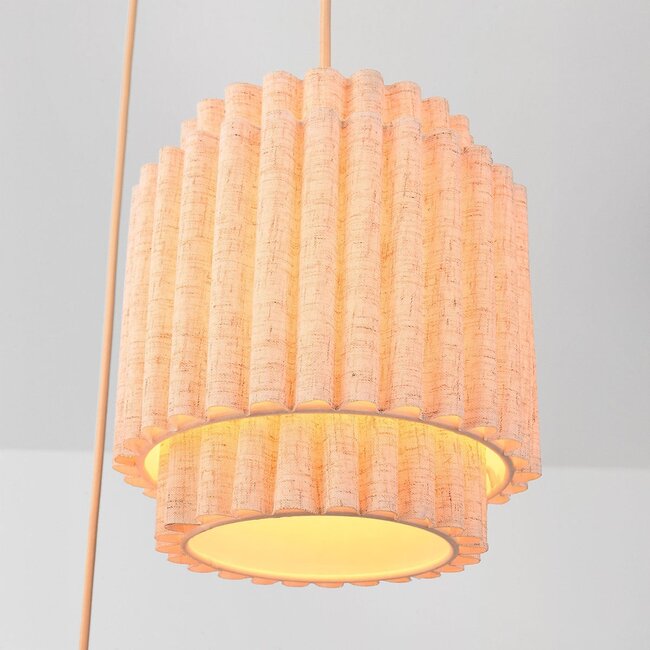 Suspension à 3 lumières Luvin avec abat-jours en lin superposés