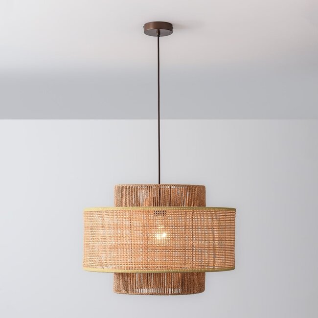 Suspension Nirvia avec abat-jour en bambou - marron