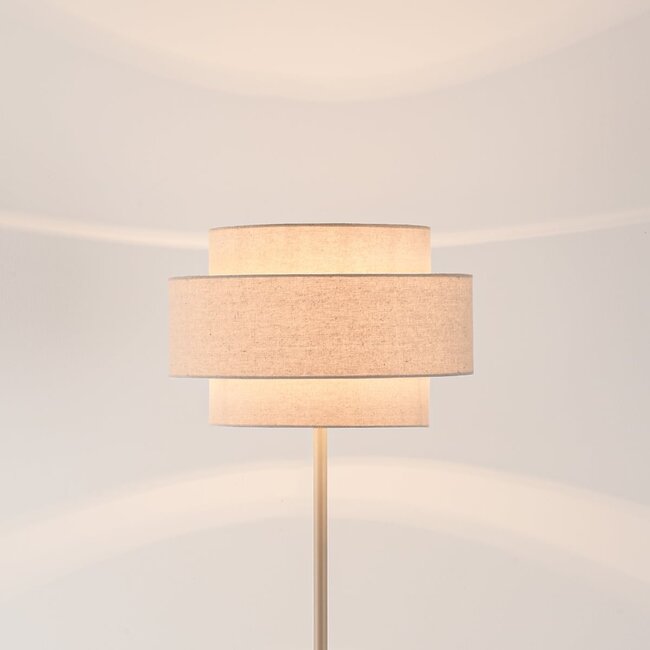 Lampadaire Corry avec abat-jour en lin - beige sable