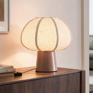 Lampe de table Myrna avec abat-jour en lin - taupe