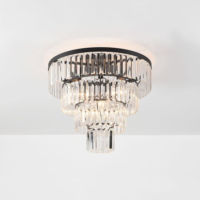 Plafonnier Cristel 4 lumières à cristaux en verre transparent