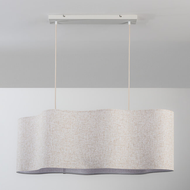 Suspension Hirom à 2 lumières - beige et abat-jour en lin