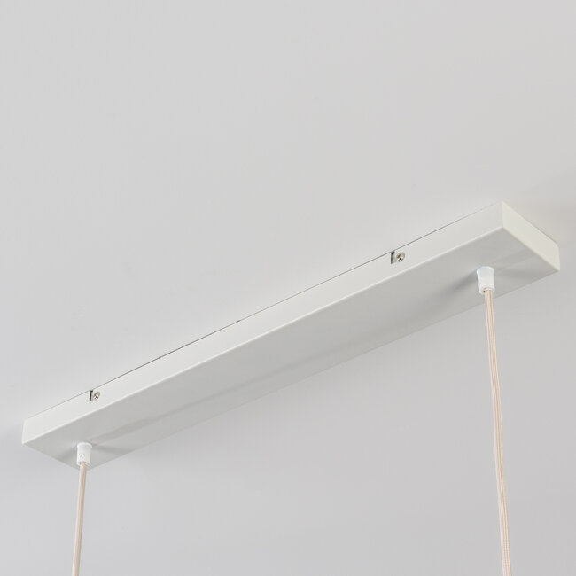 Suspension Hirom à 2 lumières - beige et abat-jour en lin