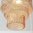 Suspension Orina à 3 abat-jours en verre ambré côtelé - beige