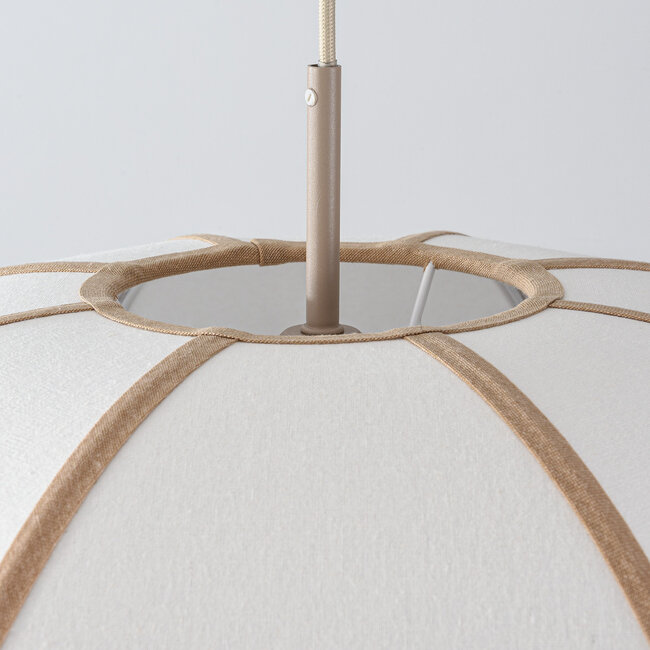 Suspension Ovala Ø60 cm - abat-jour en lin beige aux accents bruns