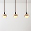 Suspension Vara à 3 lumières - travertin (pierre naturelle), bois et verre laiteux