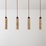 Suspension Oreno à 4 lumières - travertin (pierre naturelle) et bois, ampoules incluses
