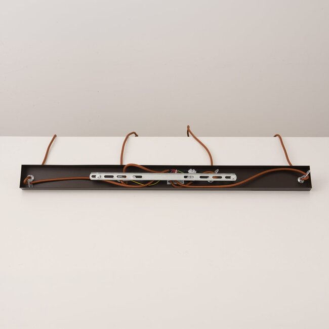 Suspension Oreno à 4 lumières - travertin (pierre naturelle) et bois, ampoules incluses