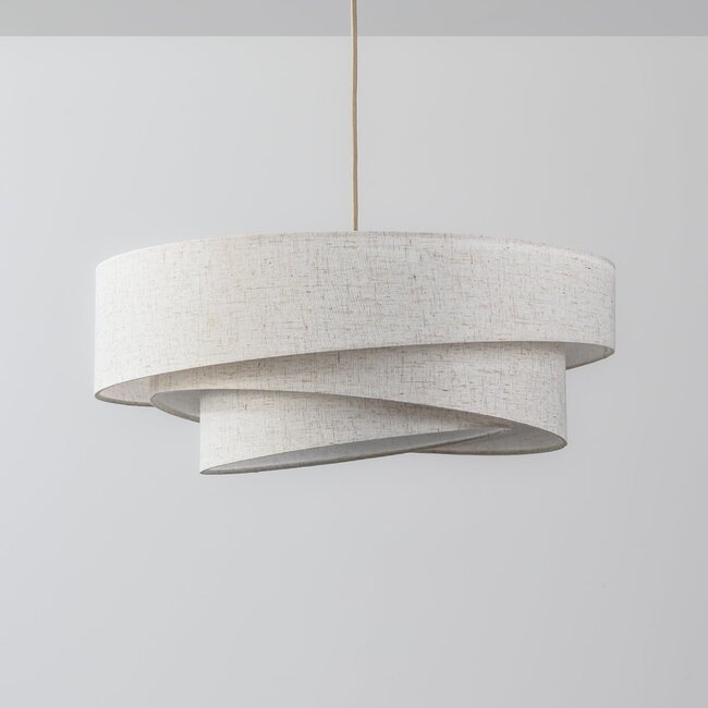 Suspension Nerai à 3 lumières - beige et abat-jour en lin superposés