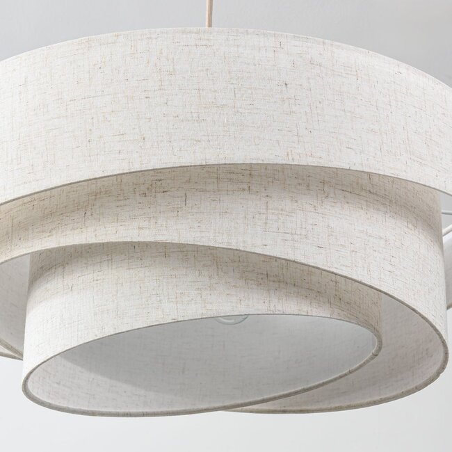 Suspension à 3 lumières Nerai - beige avec abat-jours en lin superposés