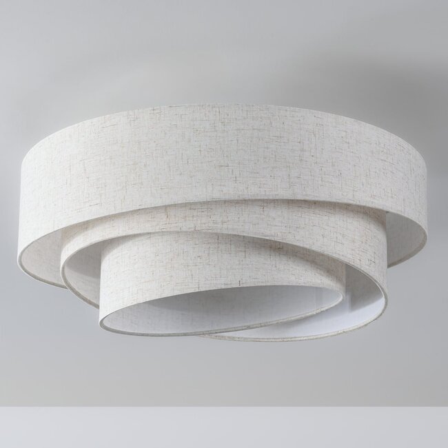 Plafonnier Neroi à 3 lumières - beige et abat-jour en lin superposés