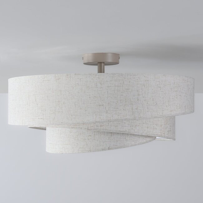 Plafonnier Neroi à 3 lumières - beige et abat-jour en lin superposés