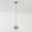 Suspension Yuki avec travertin et verre blanc laiteux - beige