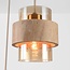 Suspension Sani avec 3 abat-jours en travertin et verre ambré - beige