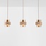 Suspension Flari avec 3 abat-jours en travertin et verre ambré - beige