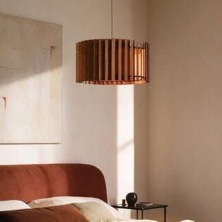 Suspension Vyra avec abat-jour en bois - noyer