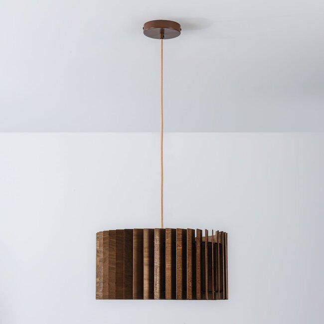 Suspension Vyra avec abat-jour en bois - noyer