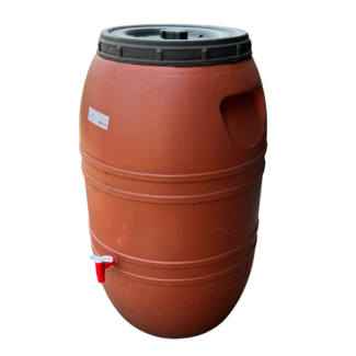 Regentonne terrakotta vlak 220 L mit Hahn