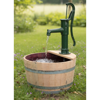 Wasser wanne wein mit gusseiserner Handpumpe