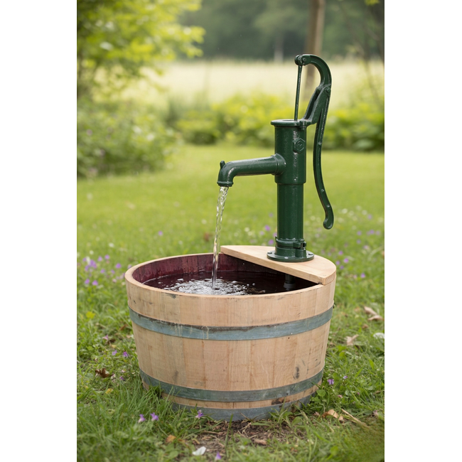 Wasser wanne wein mit gusseiserner Handpumpe