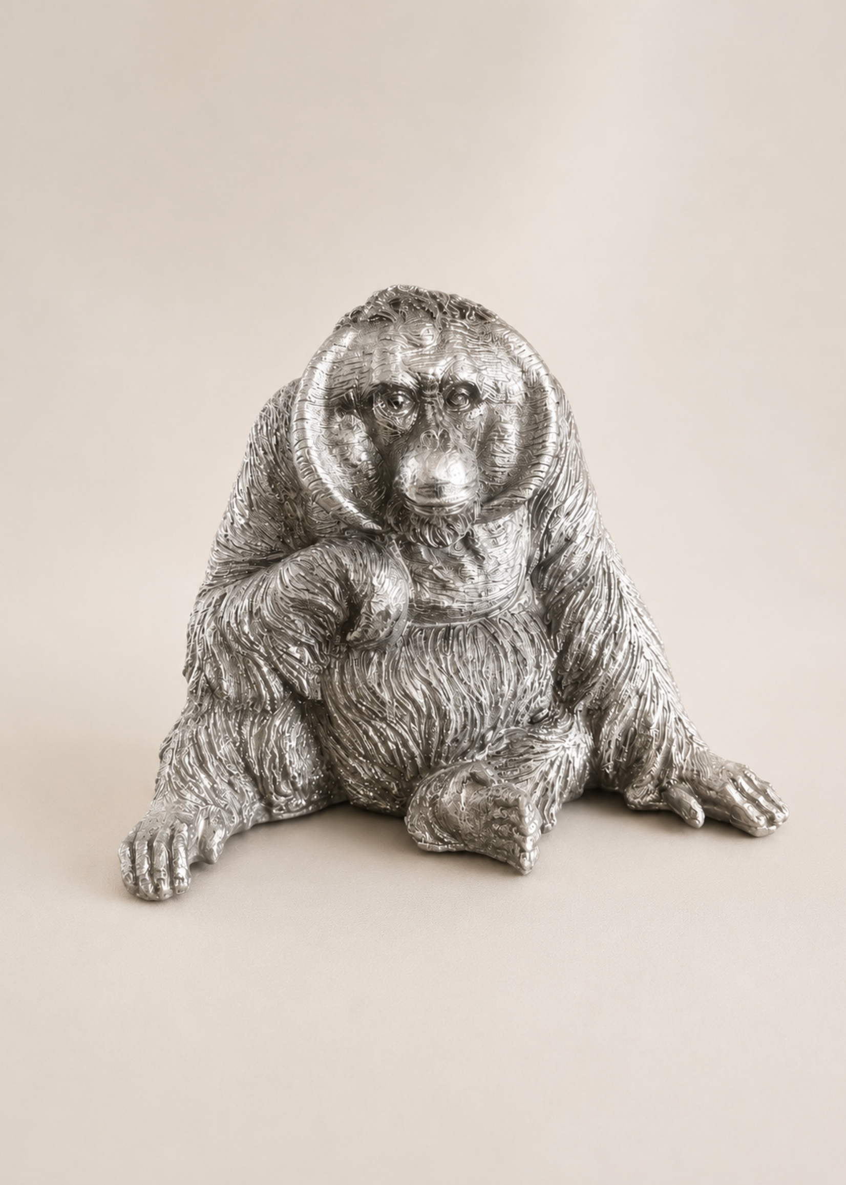 Ornament monkey Silver L
