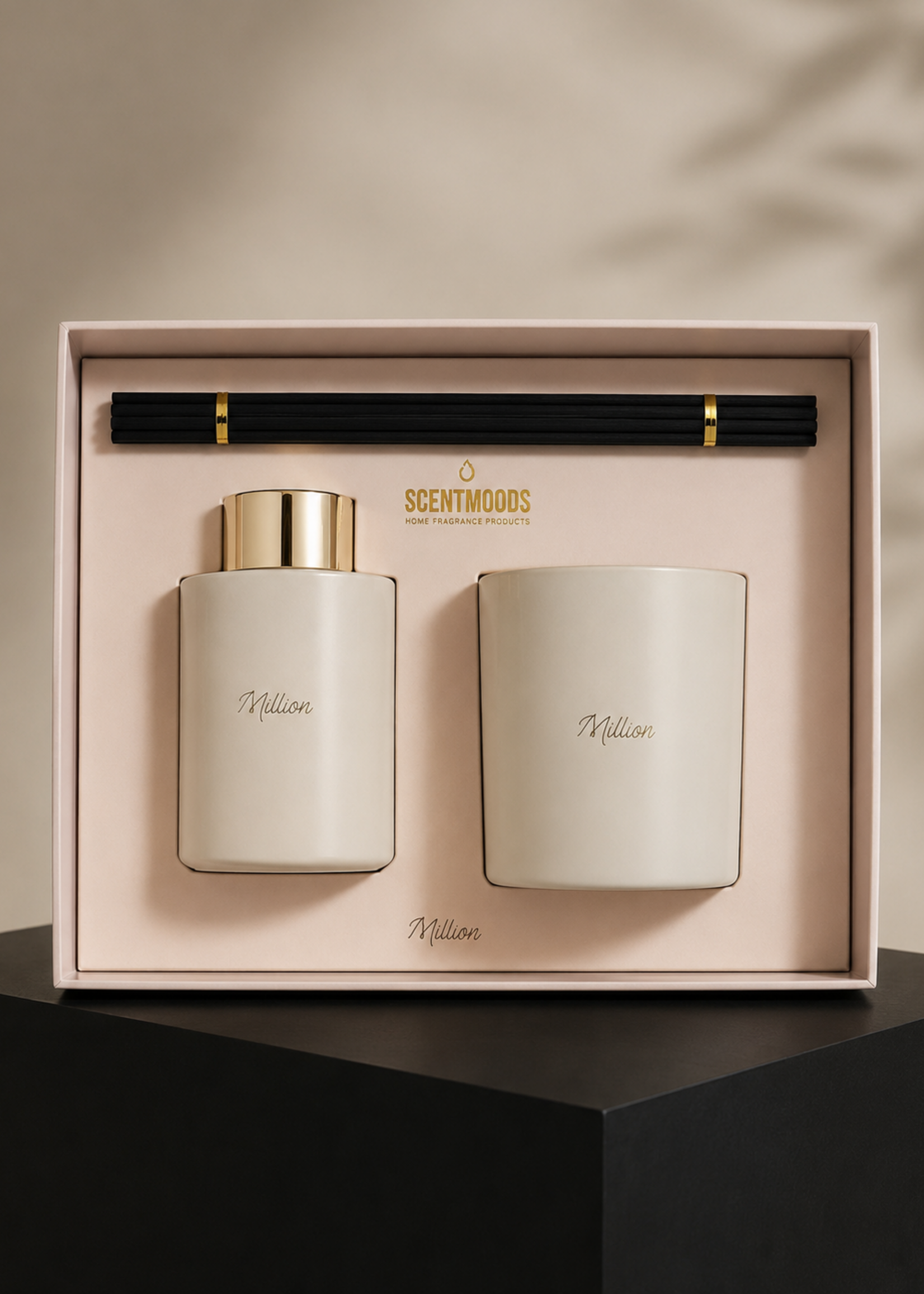 Giftset Geurkaars & Geurstokjes Million