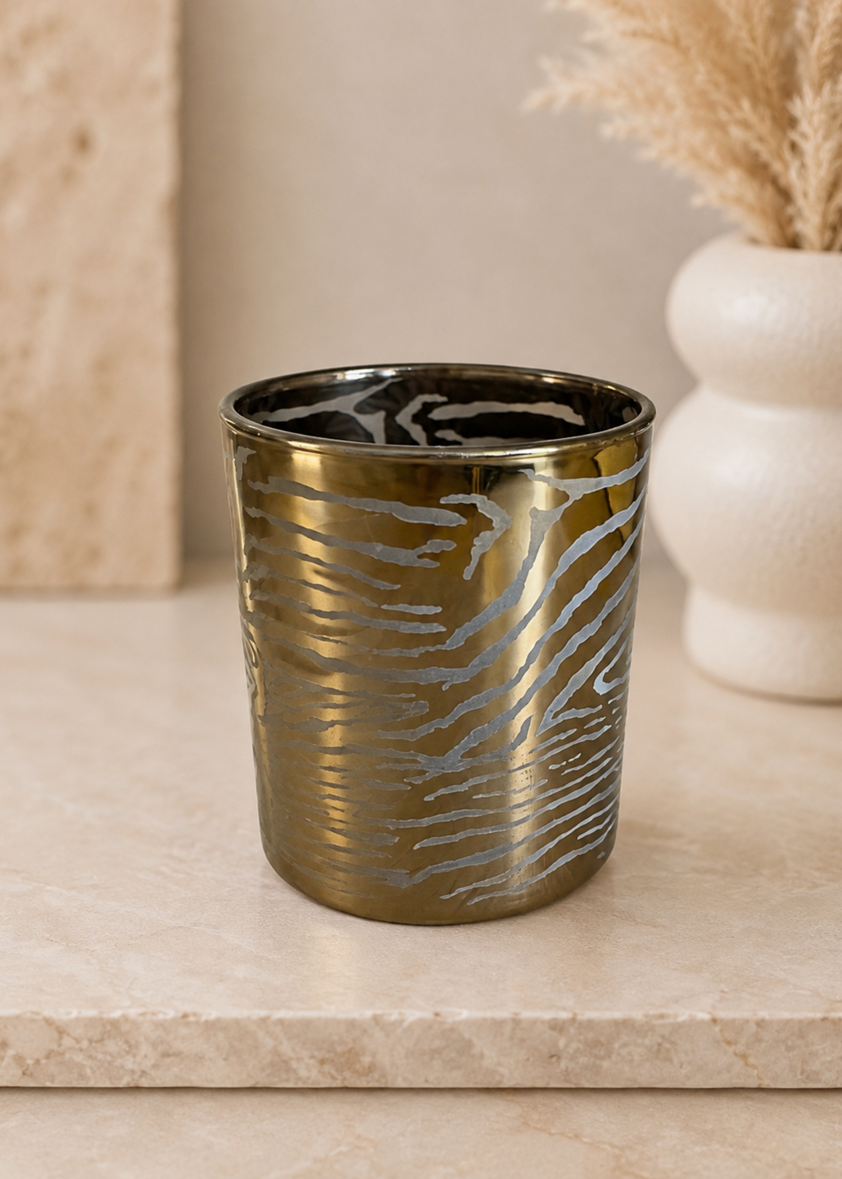 Theelichthouder Zebra Goud