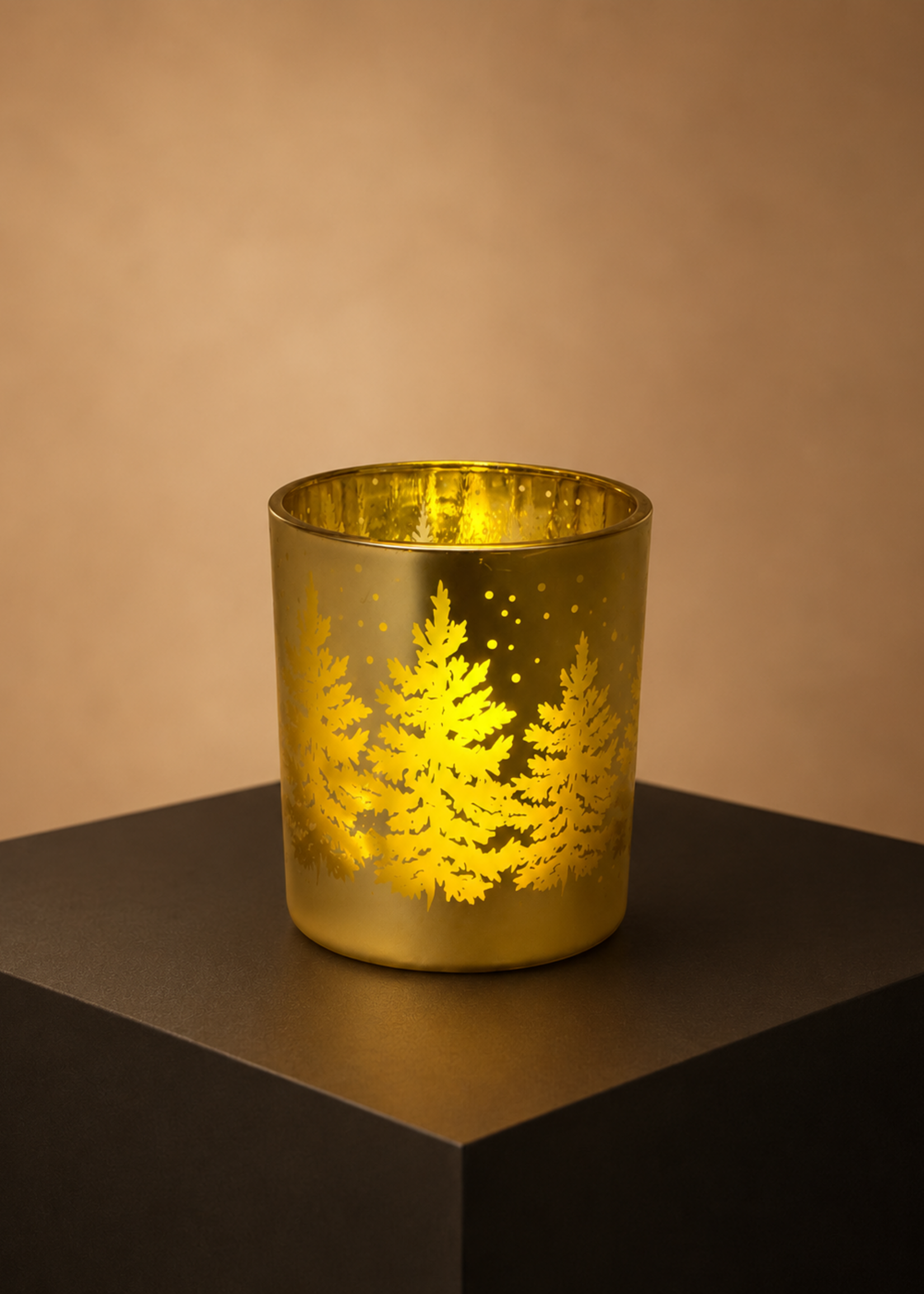 Theelichthouder Dennenboom Goud S