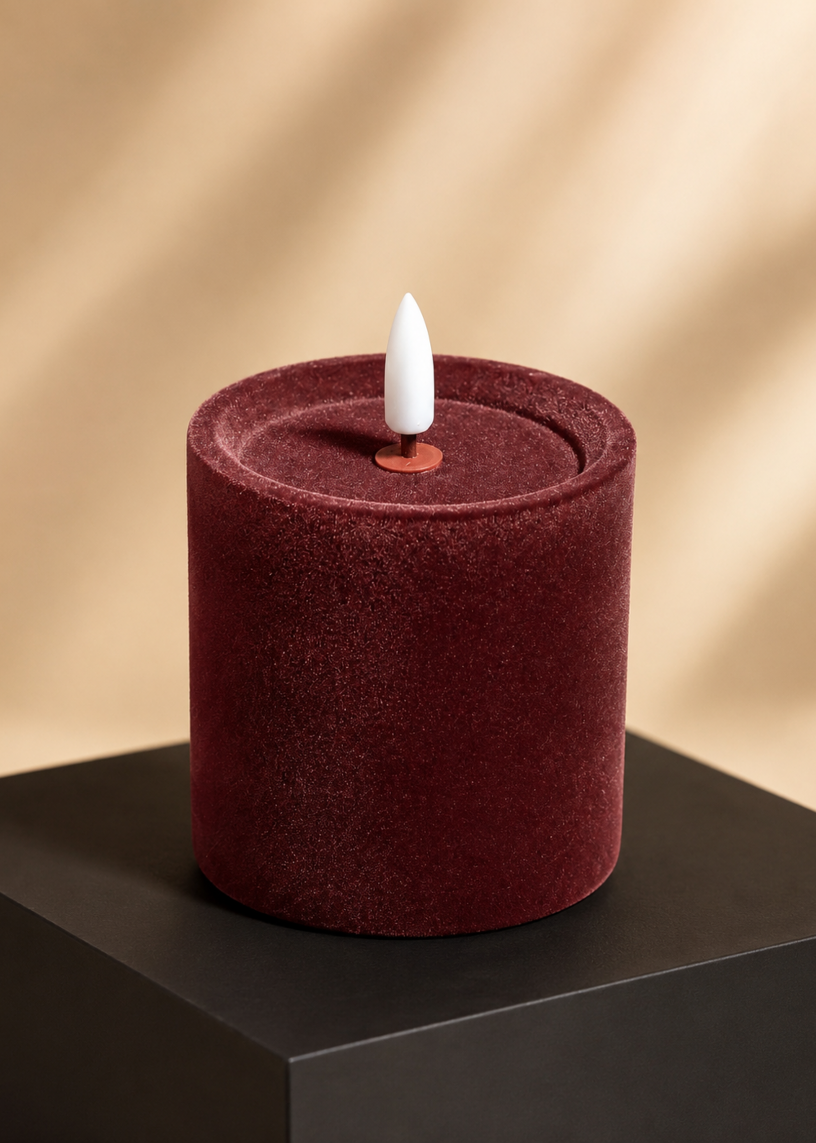 Led Kaars Fluweel Bordeaux S