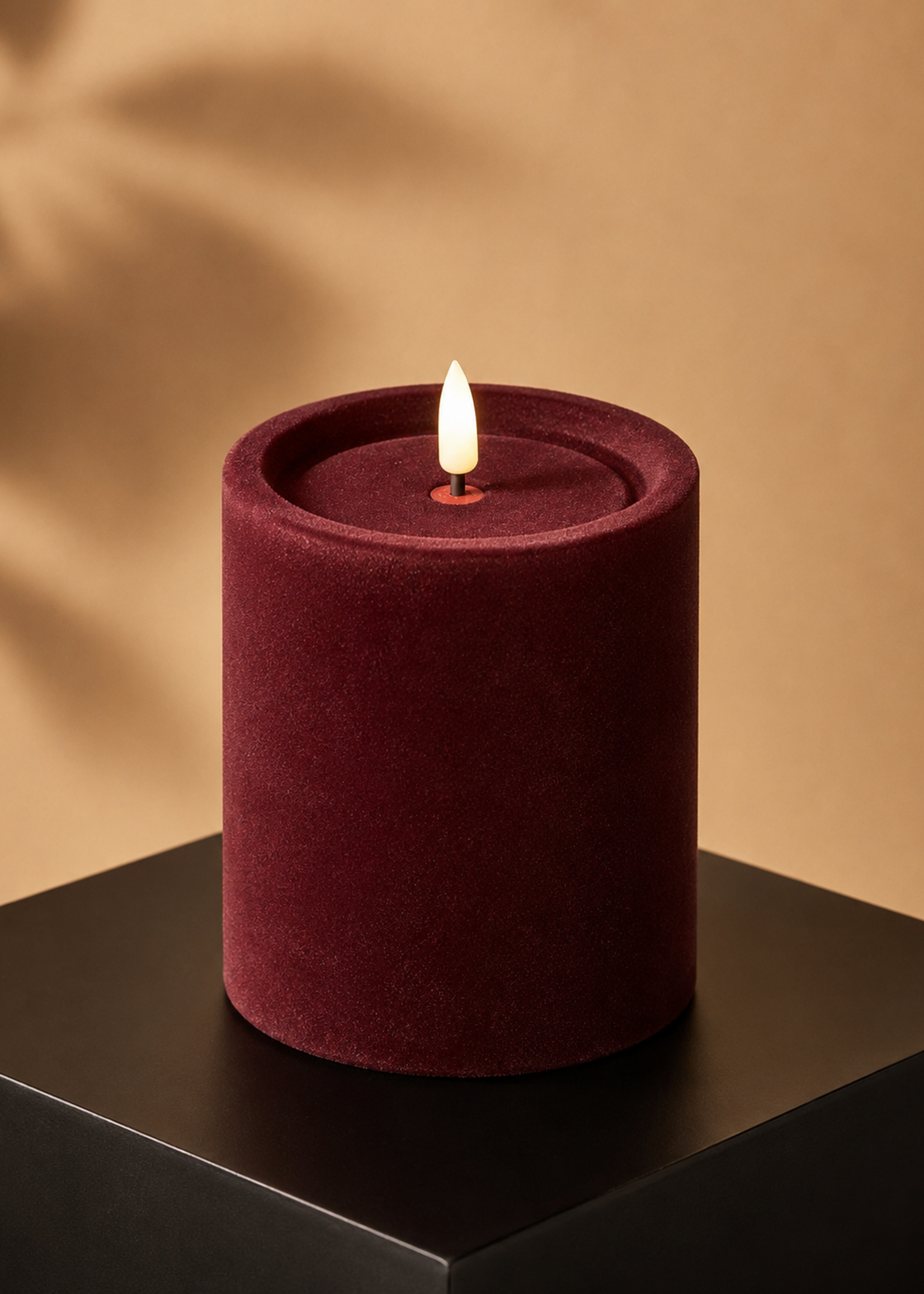Led Kaars Fluweel Bordeaux M